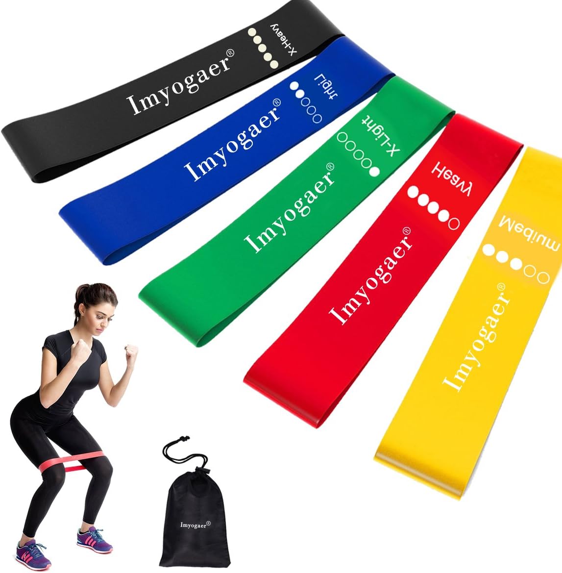 MG MULGORE Resistance Loop Bands Set of 5 Exercise Bands Yoga Bands Resistance Bands Gym Elastic Band Use with Yoga, Pilates, Cross Fit, Home Exercise