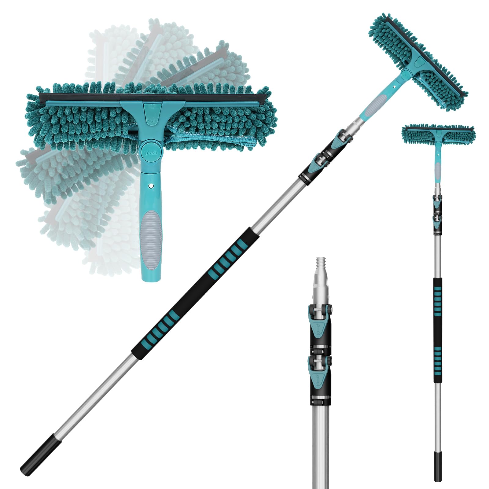 Photo 1 of TelesPro 20 Ft Window Squeegee with Extension Pole, Window Cleaner Tool with 3-Stage Telescoping Pole, Window Cleaning Kit with Rotatable Head (5-12 Ft Pole & Microfibre Cloths)