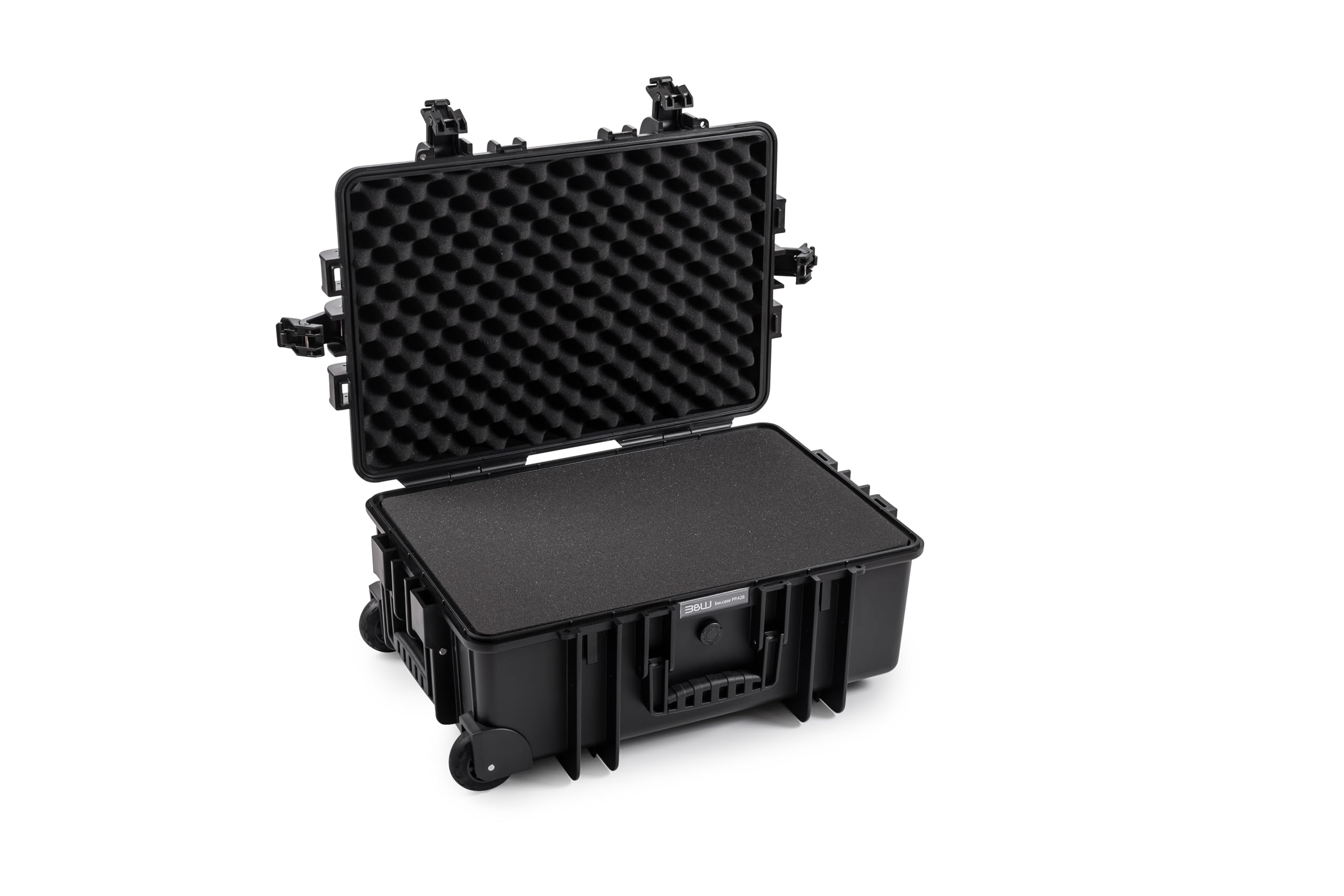 B&W Outdoor Transport Case - Type 6700 with Cubed Foam - Trolley Case - Black - Waterproof according to IP67 Certification, Dustproof, Indestructible