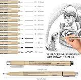 Svalor Fineliners Pens 12 Piece Set Black with 12 Line Widths for Art Drawing view 2