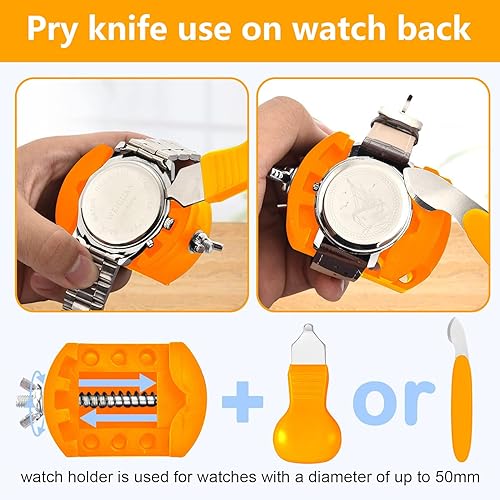 EasyTime Watch Case Opener Tool: Watch Battery Replacement Tool Kit for  Back Removal and Maintainance with Adj