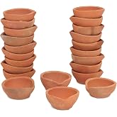 Diwali Diyas Clay Diya Diyas for Pooja with Cotton Wicks [24 Pcs] - Indian Puja Oil Lamp Diwali Pooja - Diwali Decoration for Home - Indian Housewarming Return Gift Items Hashcart&reg;