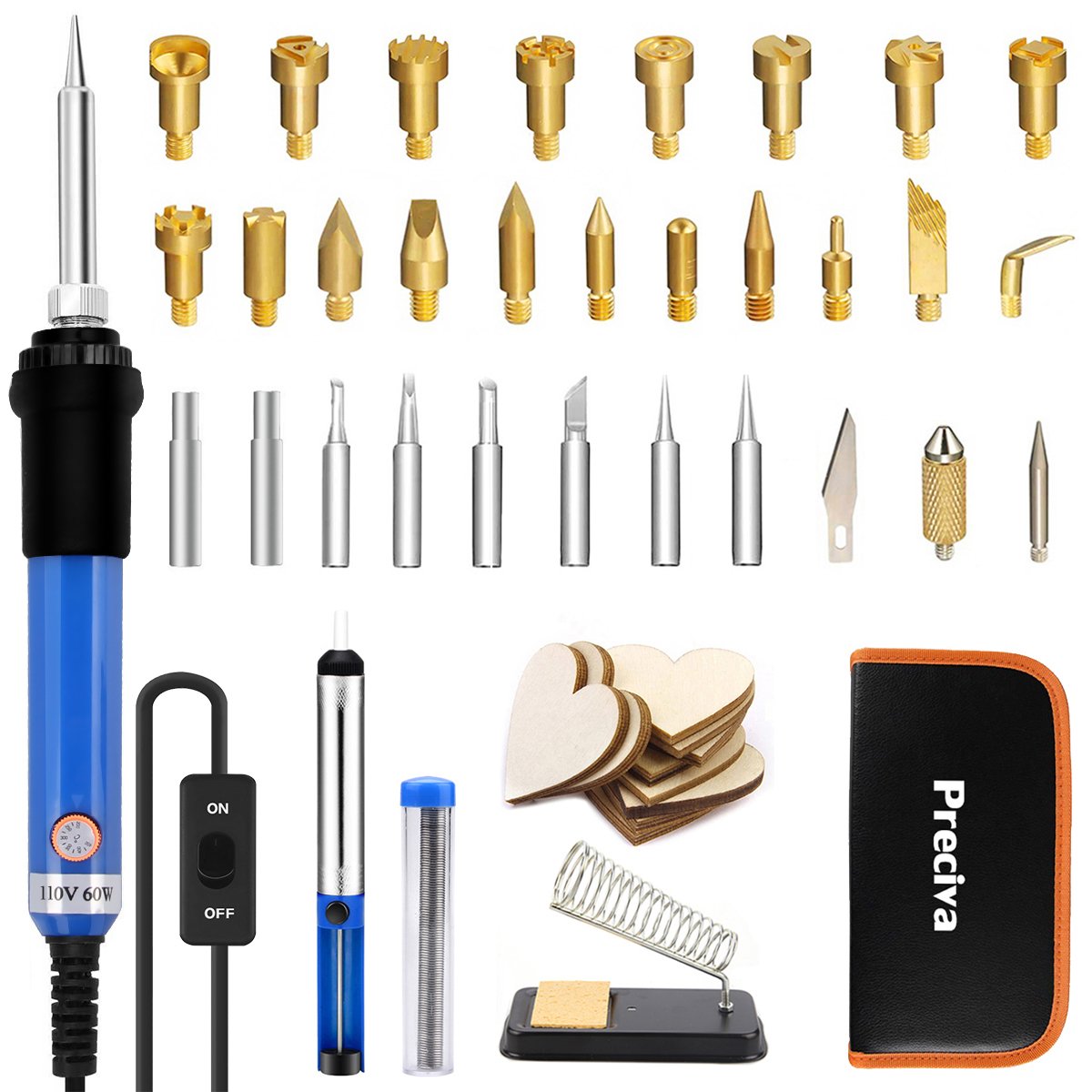 Preciva Wood Burning Kit, 37PCS Pyrography Pen Kit Wood Soldering Tool