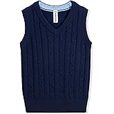 BOBOYOYO Boys Sweater Vest Unisex Cable Knit 100% Cotton Toddler Uniform Vest for Little Big Childrens Kids Teenage Girls