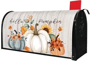 PUTWARE Autumn Fall Harvest Mailbox Covers Magnetic Standard Size 21" X 18" Waterproof Welcome Pumpkin Mailbox Wraps Post Letter Box Cover for Garden Yard Home Thanksgiving Decor Outdoor Decorations