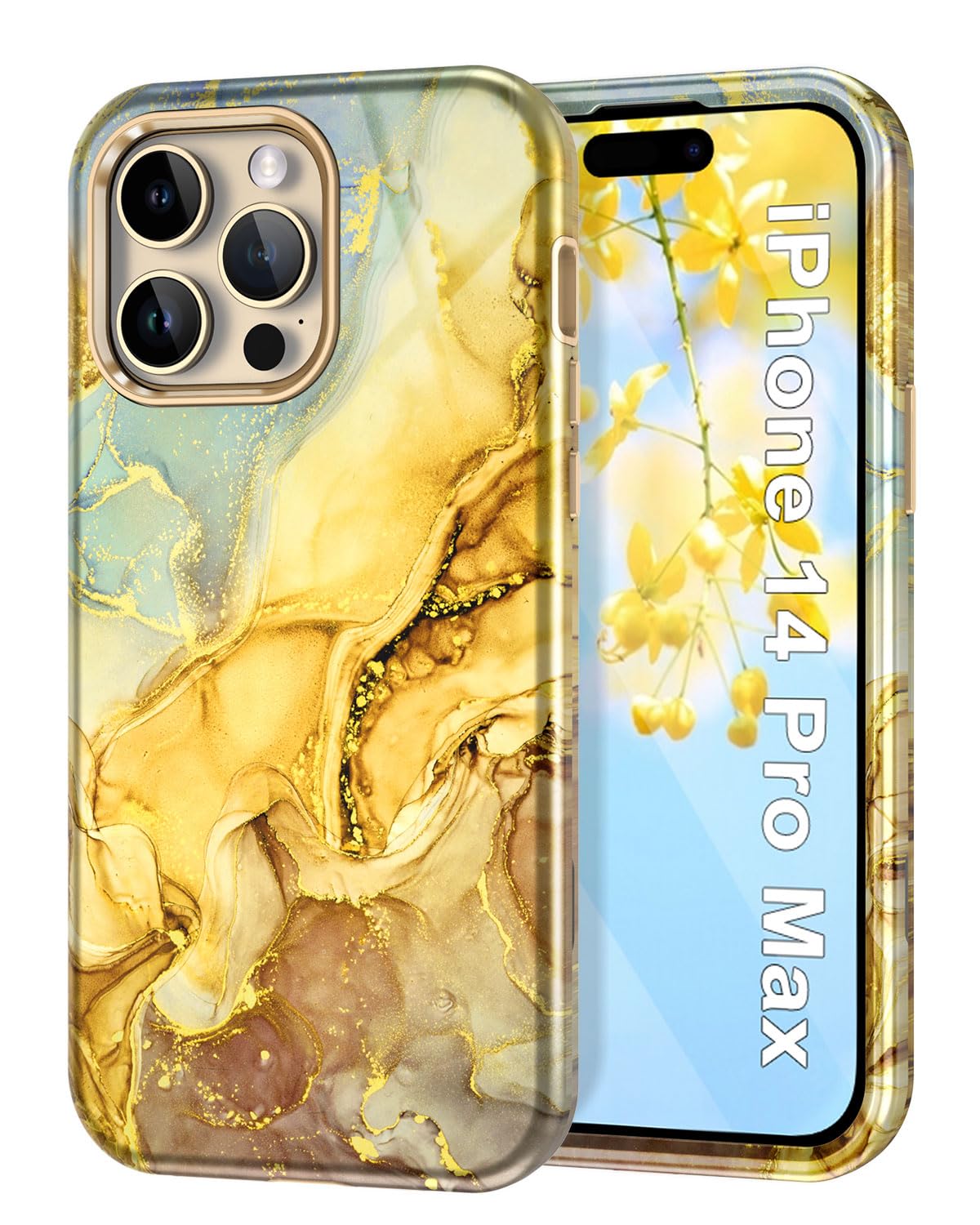 Btscase for iPhone 14 Pro Max Case [Compatible with Magsafe] [Military-Grade Drop Protection] Slim Anti-Scratch Smooth Touch TPU Bumper Shockproof Magnetic Phone Case for Women Girls Men, Yellow
