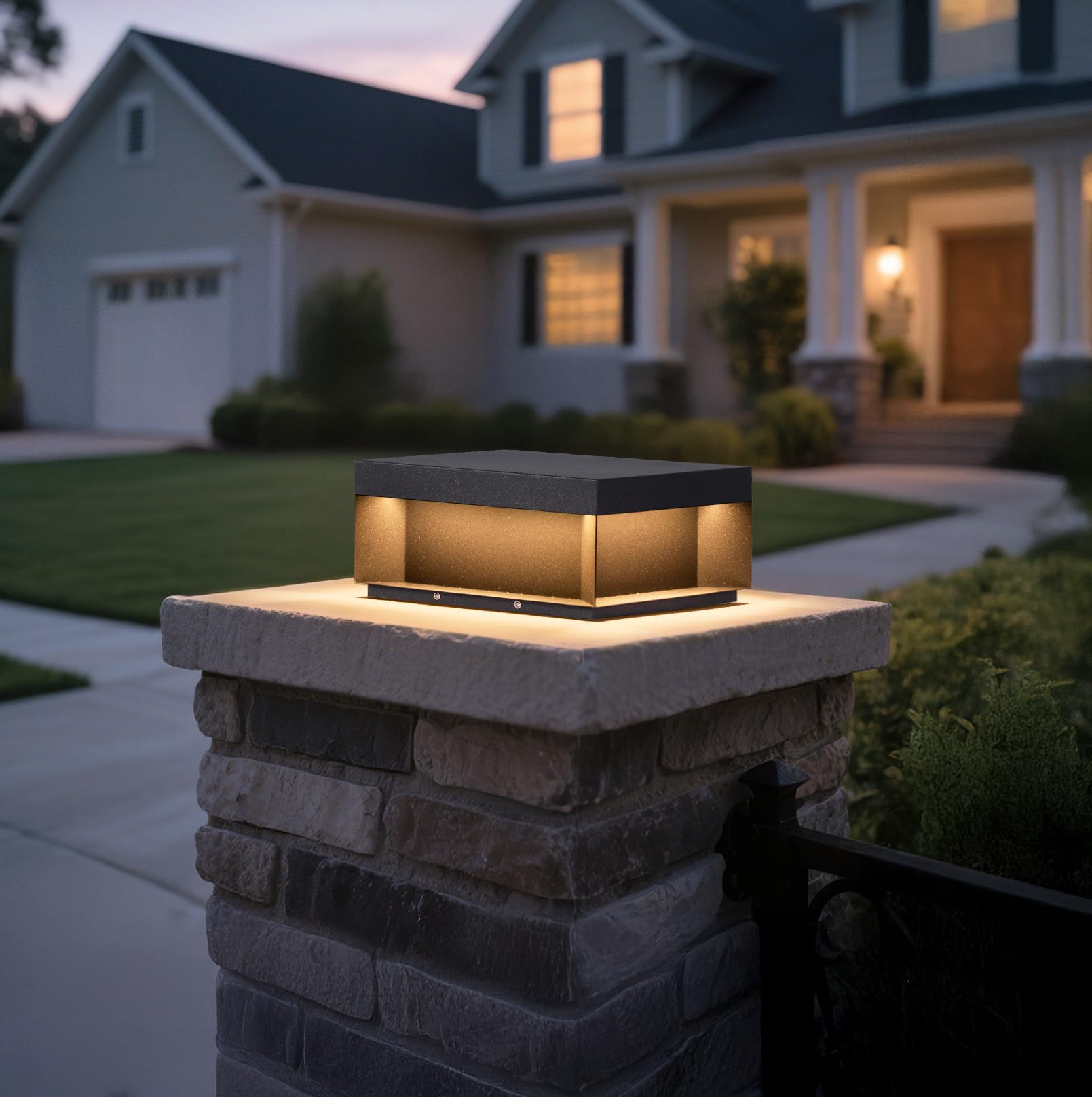 Photo 1 of MVBT Outdoor Post Light, 11.8" Electric Column Lights AC100-240V Modern Pillar Lamp Waterproof, Hardwired Patio Driveway Gate Lantern, 3000K LED Fence Deck Landscape Lighting, Pathway Garden Decor
