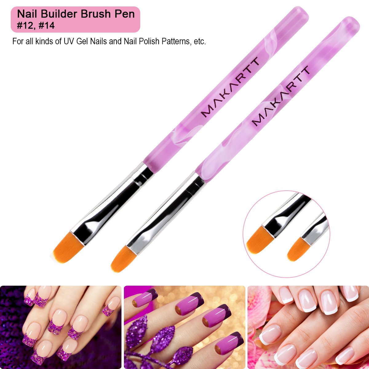 Makartt 7Pcs Uv Gel Nail Brush, Poly Extension Gel Brush, Nail Art Tips Builder Brush Nail Painting Brush Pen Set Q-02 : Beauty