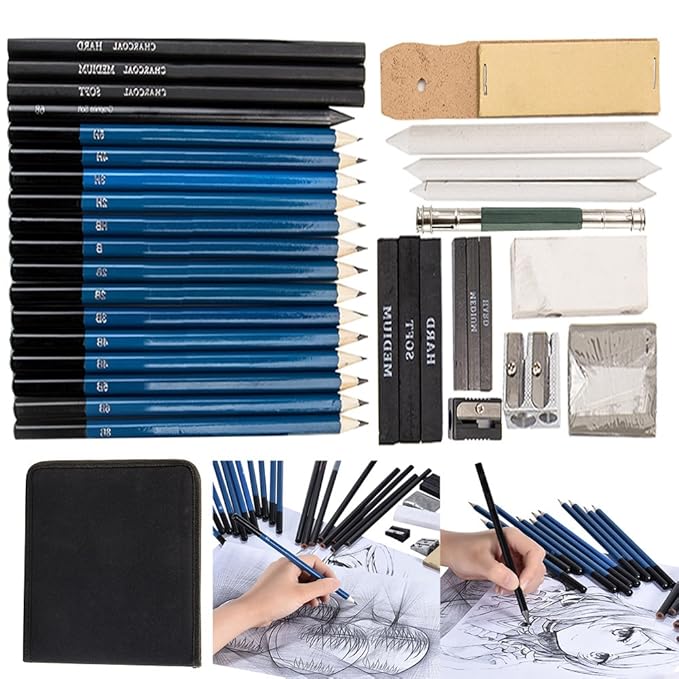 Magicfly Kit De Dessin 35 Pièces Crayons Graphite Fusain