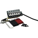 Guyker Guitar Tremolo Bridge with Brass Roller Saddle String Space 10.5mm &amp; Brass Block &amp; Spring and Claw, Pop-In Vibrato Bar, Complete Install Kit for Start ST Electric Guitar(GG-1001, Black)