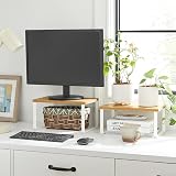 SONGMICS Spice Rack Set of 2 Expandable Stackable Shelf Organizer White/Natural view 4