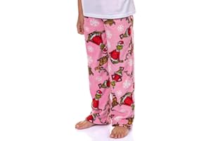 MJC Dr. Seuss The Grinch Girls' Yoga Grinch and Max Fleece Lounge Bottoms Pajama Pants
