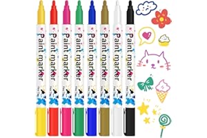 Vitoler Paint Marker Pens - 8 Colors Oil Based Permanent Paint Markers, Medium Tip, Quick Dry and Waterproof Assorted Color Paint Markers for Metal,Wood,Fabric,Plastic,Rock,Glass