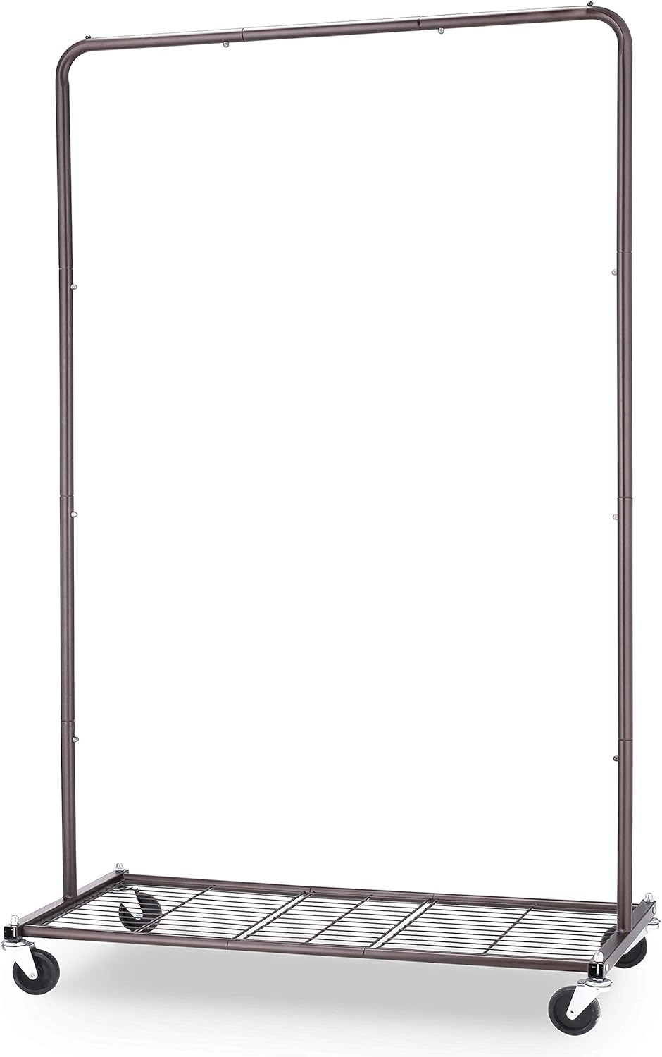 Simple Trending Industrial Pipe Clothes Garment Rack, Commercial Clothing Rolling Rack with Mesh Storage Shelf on Wheels, Bronze: Home Improvement