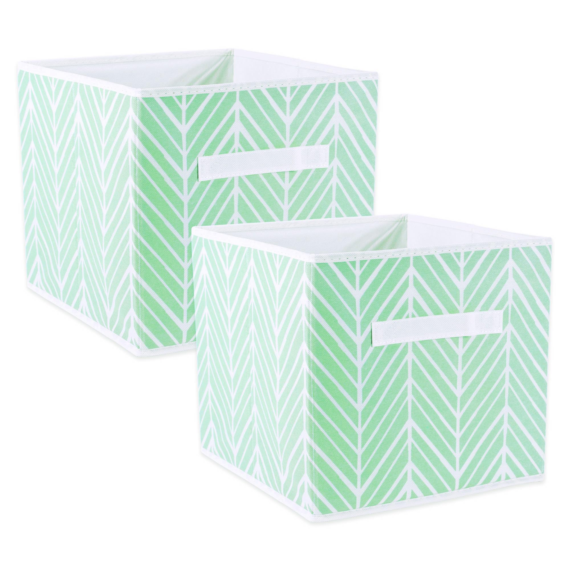 DII Fabric Storage Bins for Nursery, Offices, & Home Organization, Containers Are Made To Fit Standard Cube Organizers (11x11x11) Herringbone Mint - Set of 2