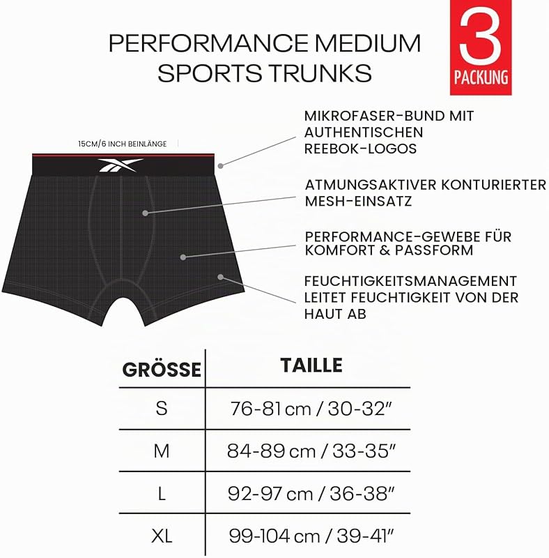 Glynn Boxershorts für Herren | 3er-Pack Sport-Trunks, atmungsaktive und dehnbare Herrenunterwäsche | Multipack Boxershorts, Schwarz