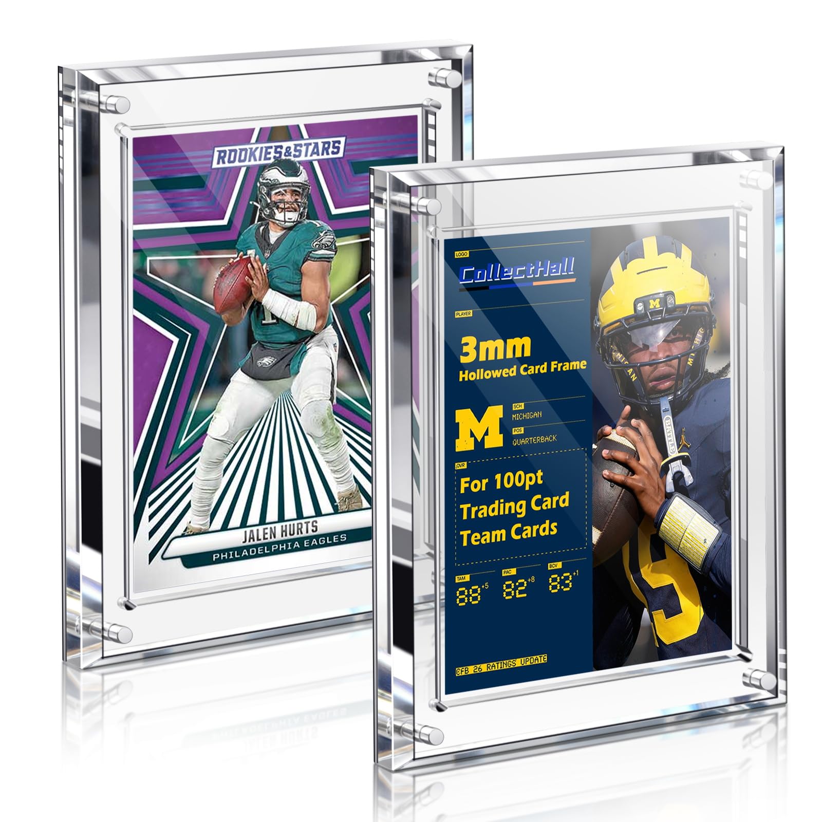 Photo 1 of 2 Pack Acrylic Baseball Card Holder, Fit 100 pt Thick Cards and Team Cards, Magnetic Trading Card Frame