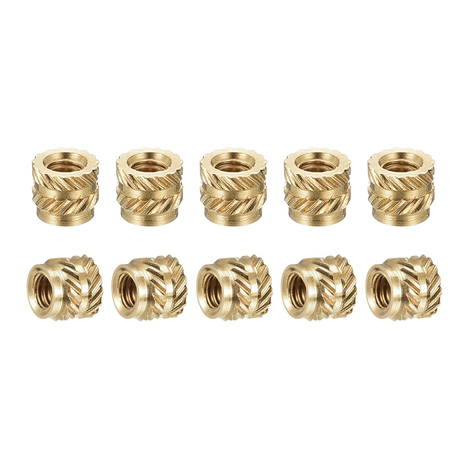 DTGN M2x3mmx3.5mm(IDxLxOD) Knurled Insert Nuts - 180 Pack - Good for Plastic Shells - Brass Female Thread Heat Set Inserts Embedment Nut