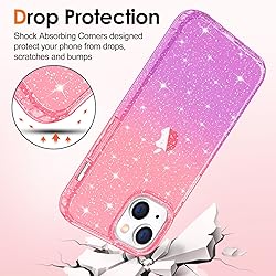Hython for iPhone 15 Case Glitter, Cute Clear