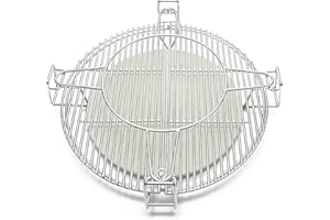 TMOZYAR Multi-Level Base Rack with Ceramic Heat Deflectors, Grill Dome Cooking Grates System Kit for Large Big Green Egg, BGE Kamado Joe Classic, Coyote The Asado Cooker Grill Versatility Cooking Rack