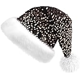 Glynisyz Sequin Santa hat for Women,Christmas Santa Claus Hat Xmas Glitter Hat for Adults New Year Xmas Festival Party