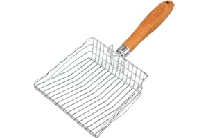 L.D.Dog Cat Litter Scoop, Kitty Litter Scooper Metal, Deep Shovel, Wood Handle, Litter Box Fast Sifting for Cats and Kittens