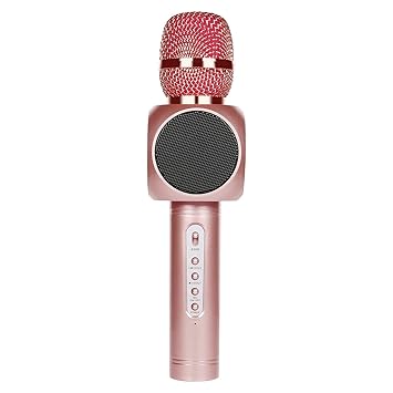 Tragbarer Karaoke Spieler 2600 mAh Drahtloses Mikrofon mit Bluetooth Lautsprecher für die Aufnahme von Gesang,Sprache,Party,P