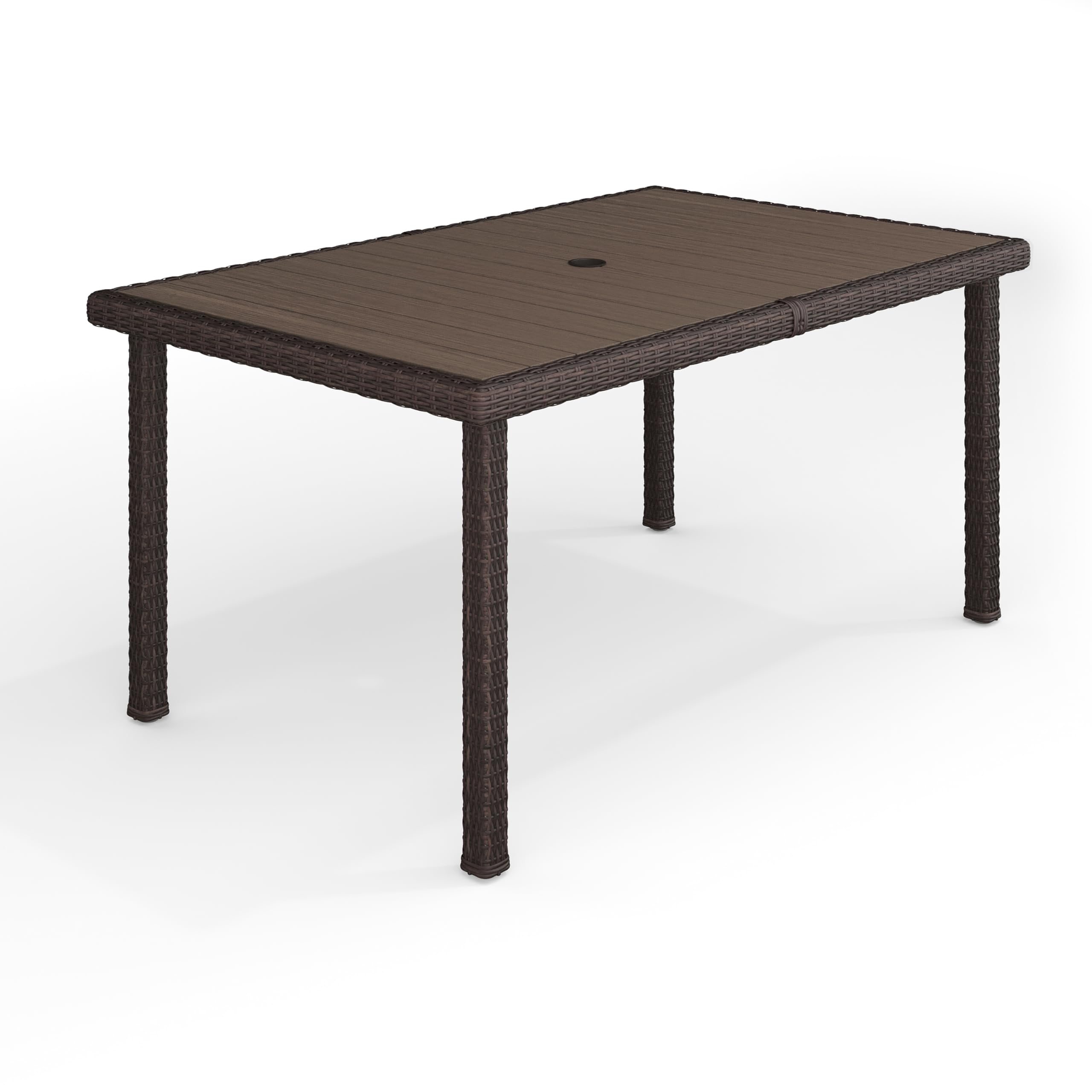 Photo 1 of ***PARTS ONLY***
Martha Stewart Bedford 62" Indoor-Outdoor Patio Table with Faux Wood Top and Rattan Wicker Finish in Brown