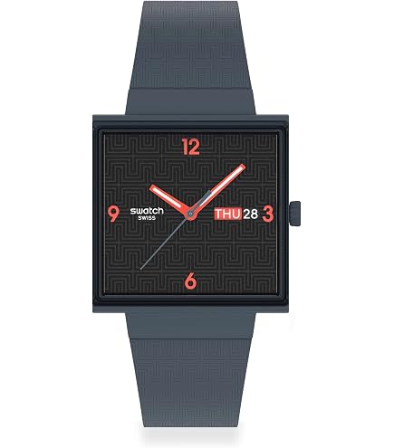 Unisex Casual Polymer Quartz Waterproof Watch 34mm Square Case Amazon.com: Swatch Square Bioceramic Unisex Watch Casual  main image 2