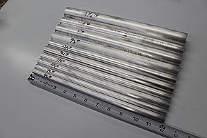 STONER METALS 10 Pieces 6061 T6 Aluminum Round Rod Assortment 1/2" to 1-1/4" Lathe Stock #6.2 1/2", 5/8", 3/4", 7/8", 1", 1-1/4"