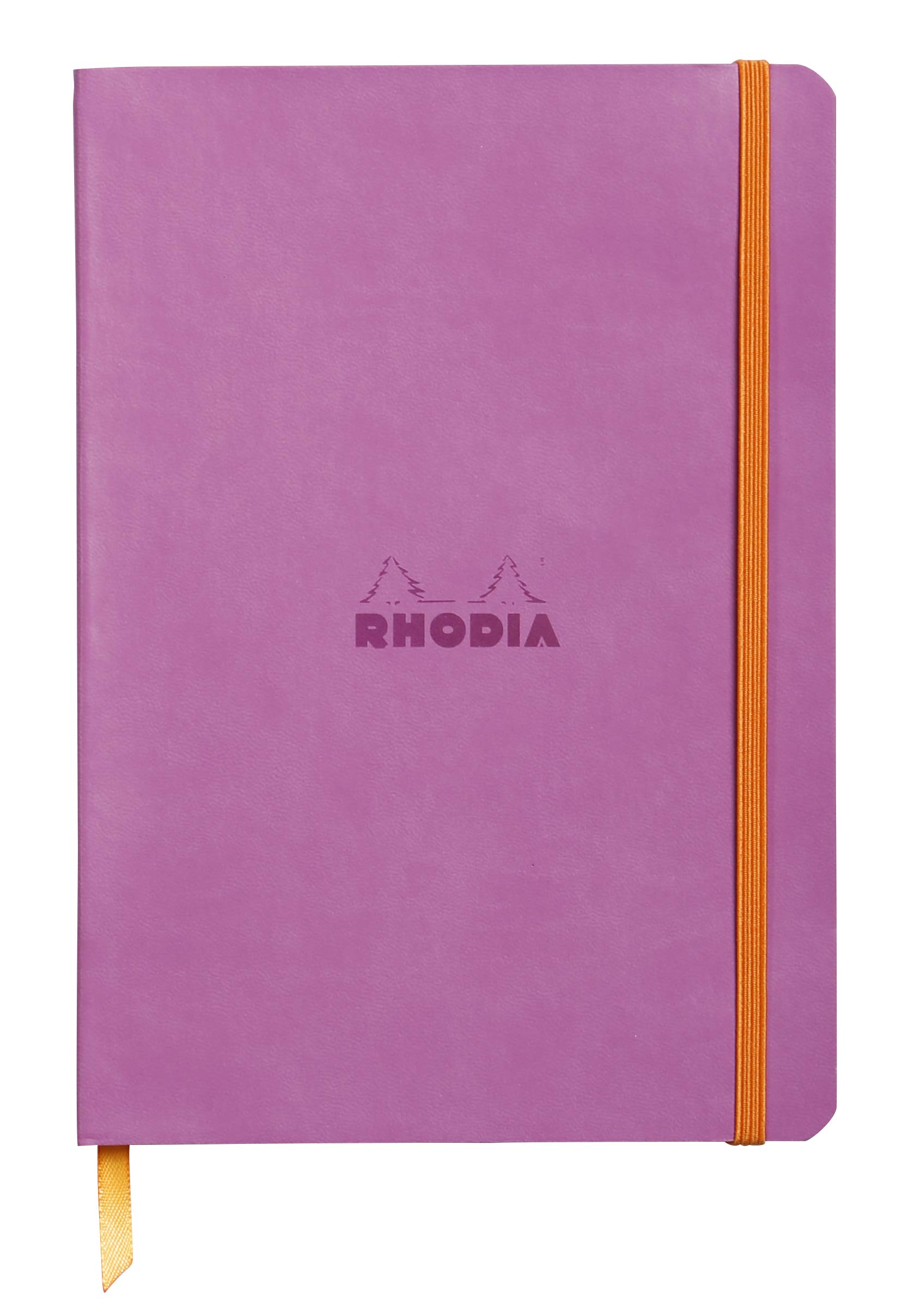RHODIA 117411C - Lilac Soft Notebook - A5 - Lined - 160 pages - Ivory Clairefontaine Paper 90 g/m - Bookmark, Elastic Closure - Faux Leather Cover - Rhodiarama Collection