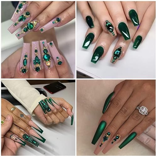 Qiipii 2880 Stück Smaragdgrüne Nagelsteine – 2,8 Mm Runde Strasssteine Mit Flacher Rückseite Für Nails, Basteln & Mehr
