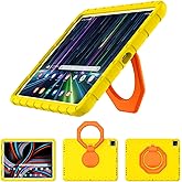 BILLISGOVA for iPad Pro 12.9 Case 3rd 4th 5th 6th Generation with Pencil Holder & 360° Rotating Handle Stand, New Cute Rugged Cover for iPad Pro 12.9 inch 2022/2021/2020/2018 - Yellow