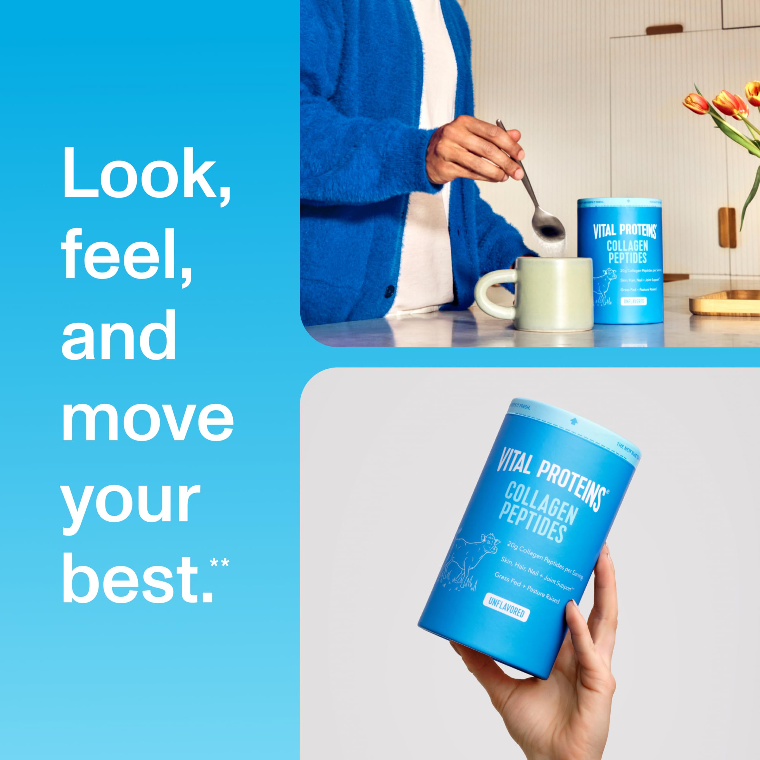 Vital Proteins Collagen Peptides Powder - Supports Hair, Nail, Skin, Bone & Joint Health, Unflavored, Collagen Protein 9.33 OZ