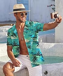 COOFANDY Mens Summer Shirts Beach Linen Shirts