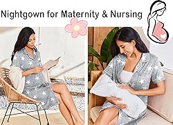 Ekouaer Womens Nightgowns Button Short Sleeve
