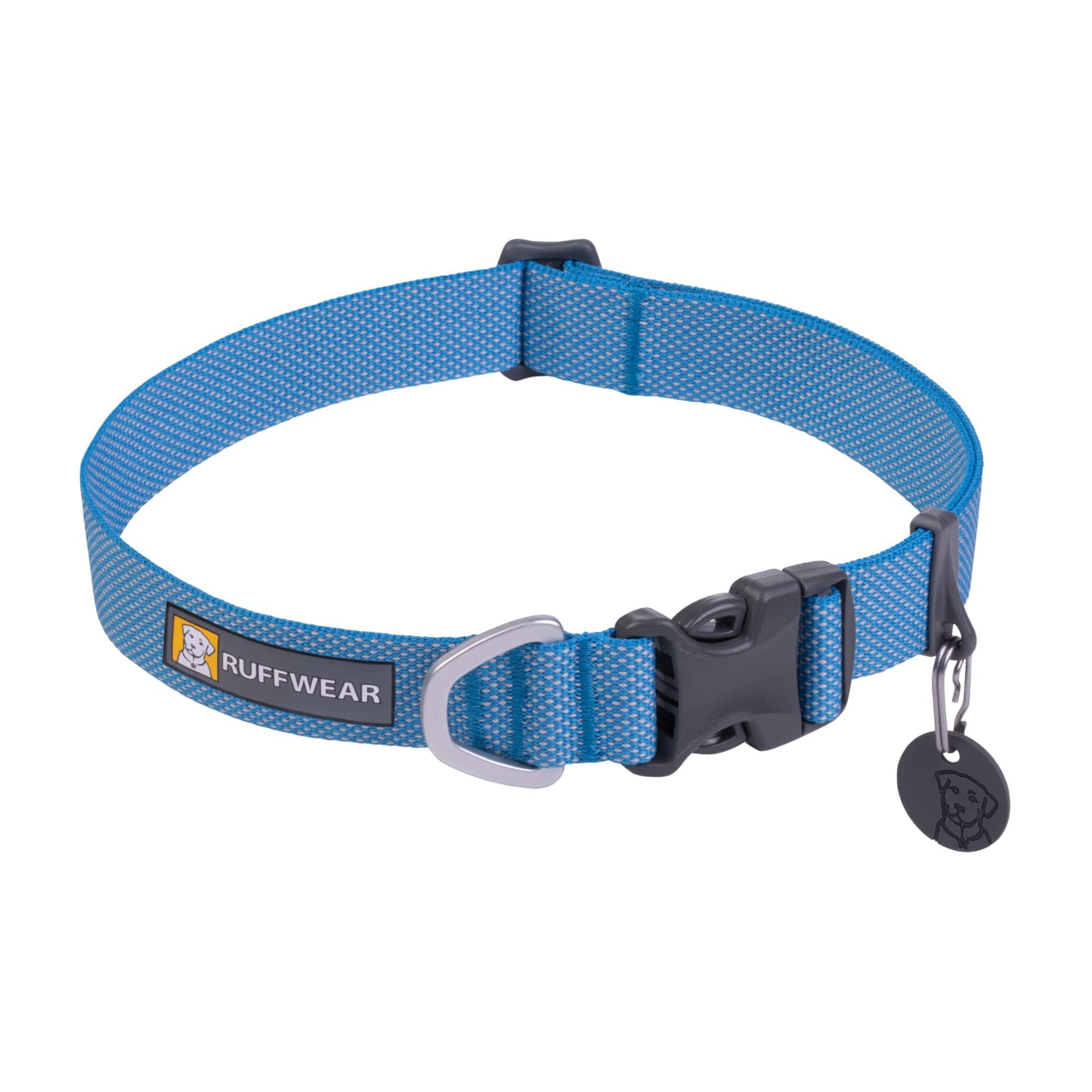 RUFFWEAR Hi & Light Dog Collar, Ultra Strong & Lightweight, Strong Tubelok Webbing, Aluminium Lead Attachment Ring & Side-Release Buckle, Stylish Neck Wear Accessory, Blue Dusk (Extra Small, 23-28cm)