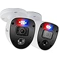 Swann Security outdoor 1080p Full HD Flashing Lights Bullet Analogue CCTV Camera - 2 Pack, White, Motion Only