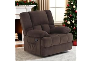 Trygoal Oversized Rocker Recliner Chair for Adults, Wide Rocker Chair with Adjustable Backrest Footrest, Oversized Recliner f eclining Sofa for Living Room, Chocolate
