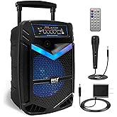 Pyle Portable Bluetooth PA Speaker System - 1200W Rechargeable Outdoor Bluetooth Speaker Portable PA System w/ 15” Subwoofer 1” Tweeter, Recording Function Mic In Party Lights USB/SD Radio PPHP1542B