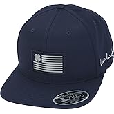 Black Clover American Blue Flat Brim Adjustable Hat - Unisex Hat - Snapback Closure - Polyester Fabric Navy Hat/Silver/Navy Hd American Flag Patch One Size One Size