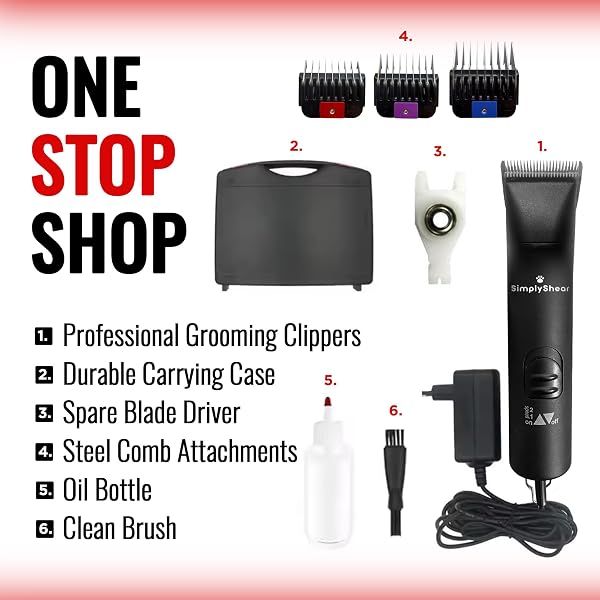 SIMPLYSHEAR PREMIUM DOG CLIPPERS FOR GROOMING, HIGH-PERFORMANCE 2-SPEED CORDED SHEARS, QUIET AND RELIABLE GROOMING KIT FOR DOGS AND CATS, SS200