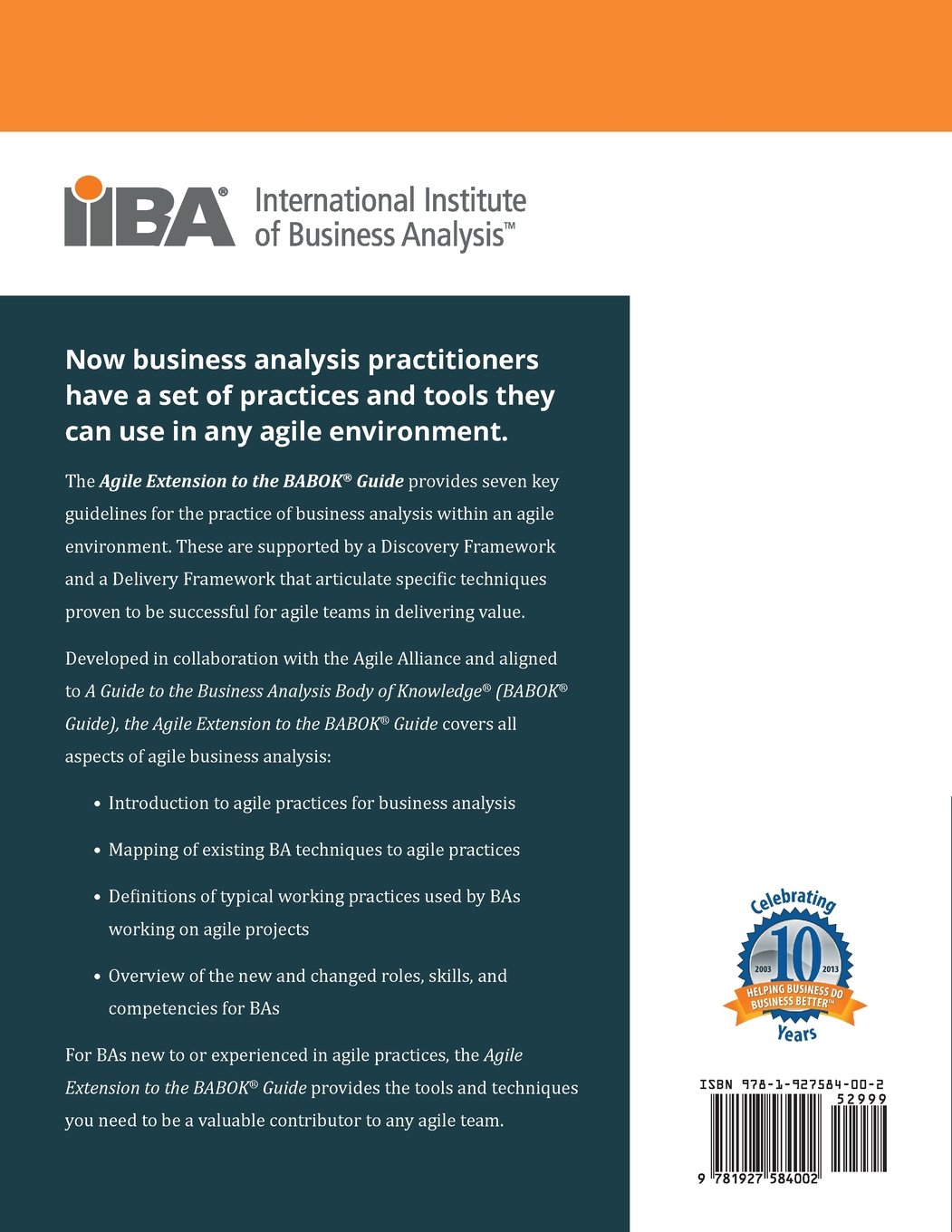 Amazon Com Agile Extension To The Babok R Guide Version 9781927584002 Stapleton Paul Books