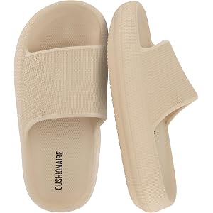 CUSHIONAIRE Feather-K Cloud Slides, EVA Waterproof Pool Sandals for Kids | EVA Rubber, Molded Footbed, Non-Slip Outsole, 1 In