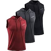 Neleus Men's Workout Tank Tops 3 Pack Sleeveless Running Shirts with Hoodie