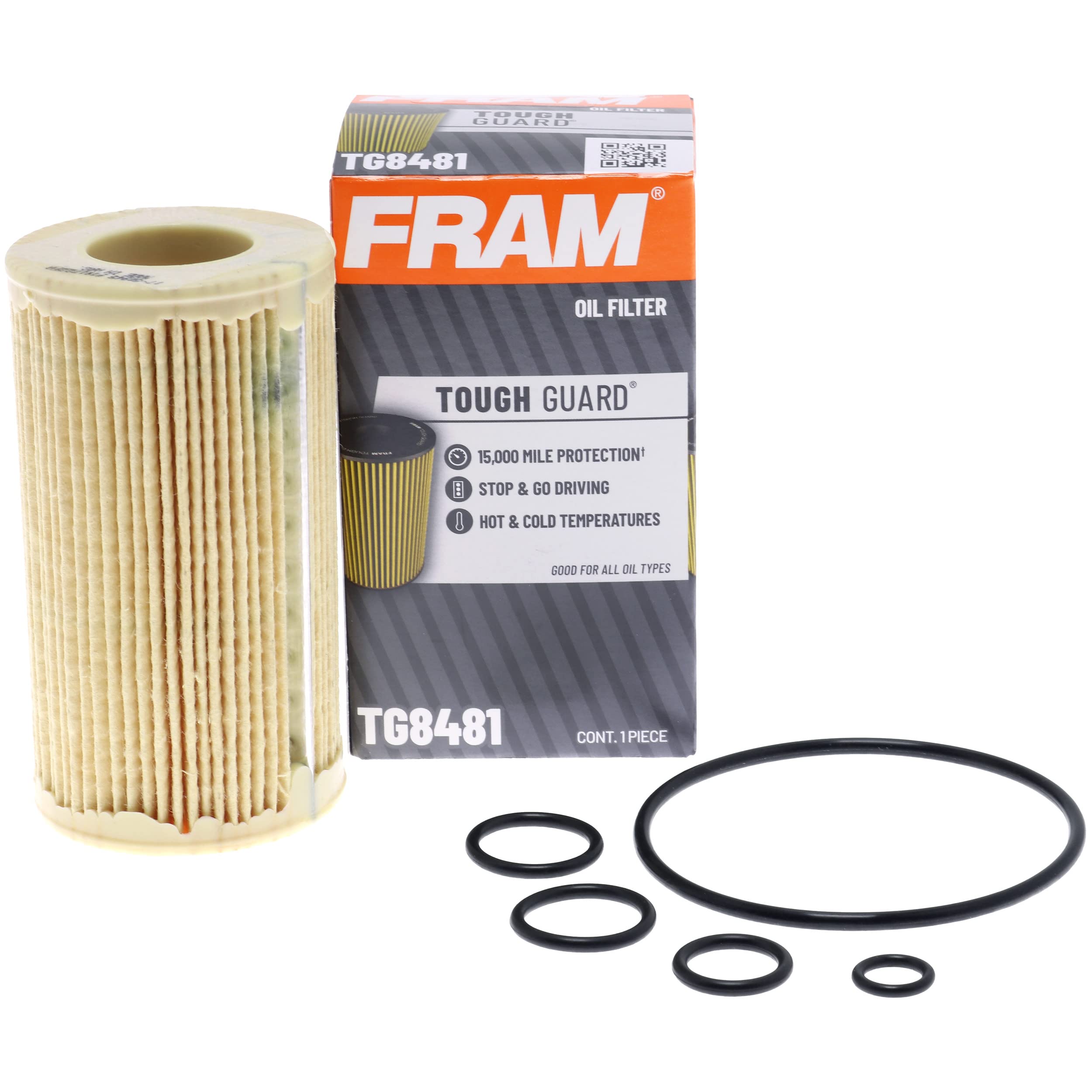 Photo 1 of FRAM Tough Guard Replacement Oil Filter TG8481 with SureGrip, Designed for Interval Full-Flow Conventional and Synthetic Oil Changes Lasting Up to 15K Miles (Pack of 1)
