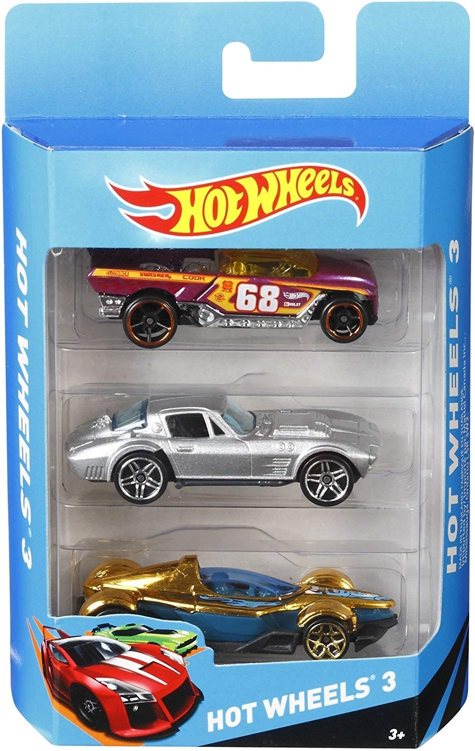 Mattel Hot Wheels 3 Car Pack - Boys' Toy Car Pack, 3 Count, Multi-colored, Small, Ages 6+