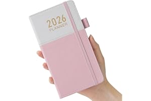 PLANNITY Pocket Calendar/Planner 2026, Jan.2026 - Dec.2026 Daily Weekly and Monthly Planner Small Size for Purse, 3.8" x 7", Mini Pocket Appointment Book 2026 with Monthly Tabs, for Women Planning