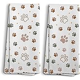NOQL Dog Paws Kitchen Towels and Dishcloths Set of 2, Cute Dog Paw Kitchen Towels, Dogs Decor Kitchen Hand Towels Decorative, Dish Towels Cute, 16×24 Inches
