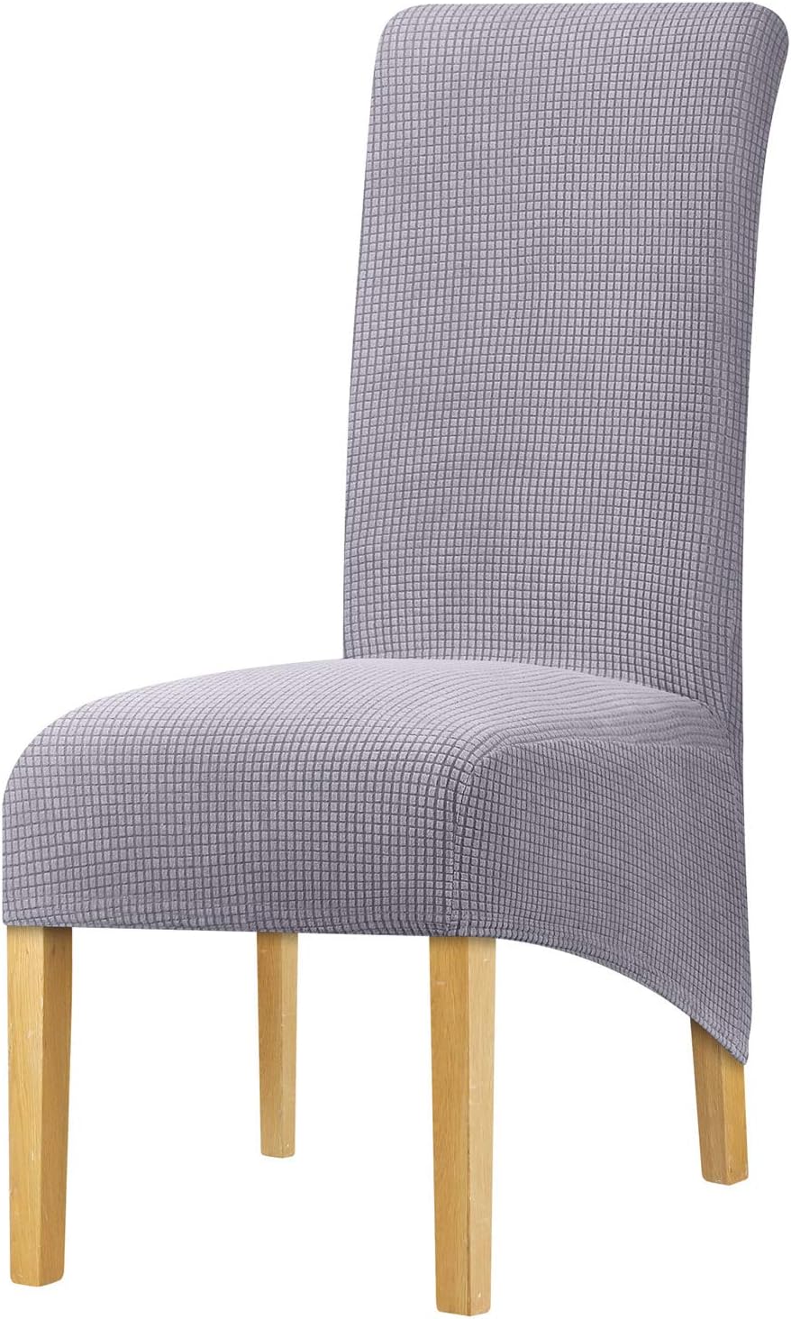 Leorate Large Size Dining Room Hotel Fleece Fabric Stretch Chair Cover Pack 2 4 Pack of 6 (1 Beige, Pack of 4) (Light grey, 4PCS)